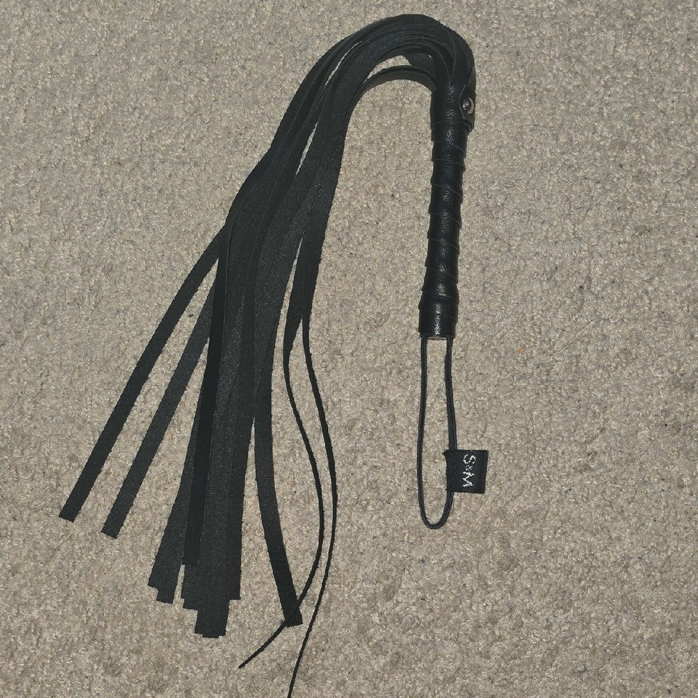 Black Leather Flogger with Handle